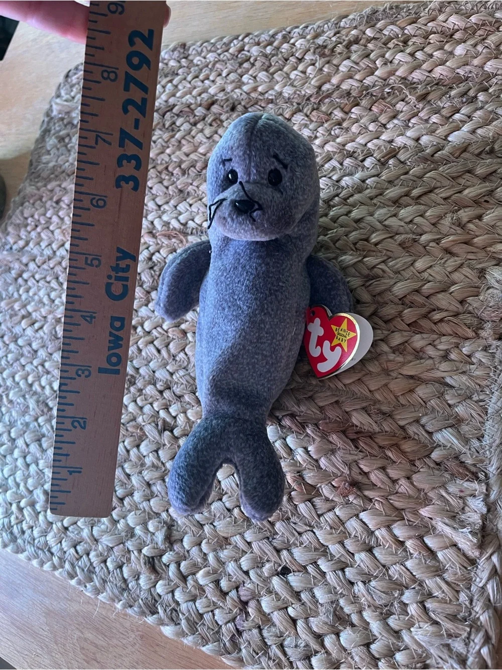 Ty Beanie Baby Gray Seal Plush - Soft Small Pet Toy